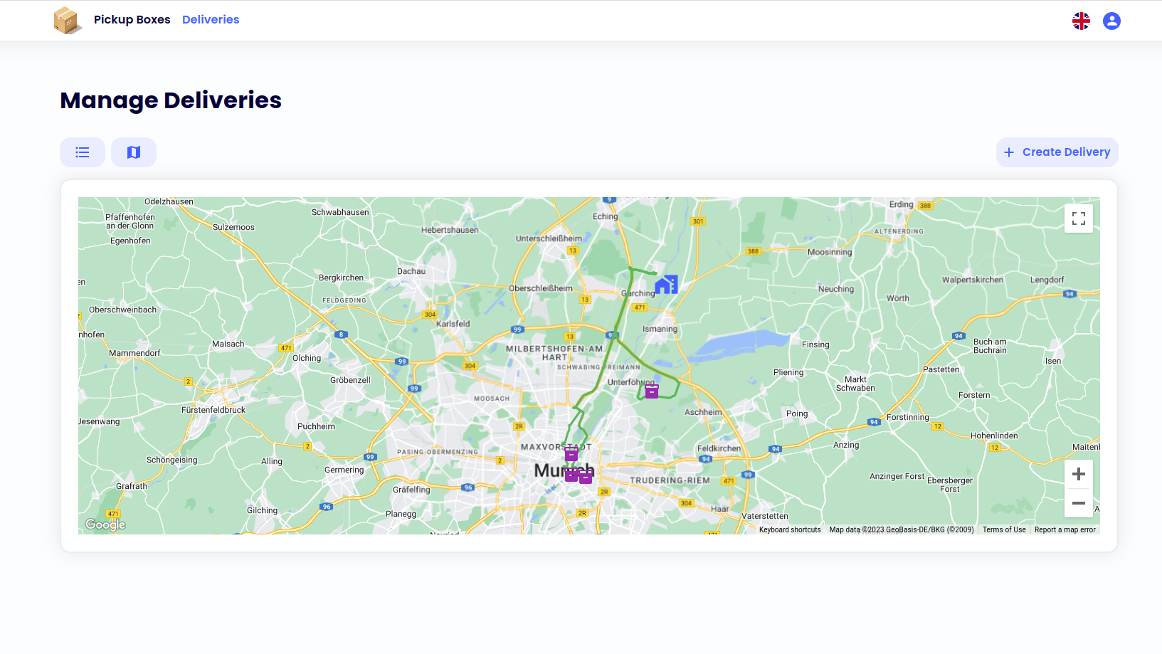 ASE Delivery Deliveries Map Page