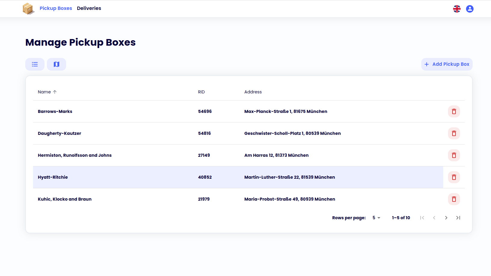 ASE Delivery Pickup Page