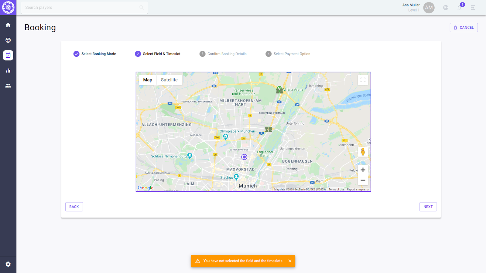 Soccer Evolved Create Booking